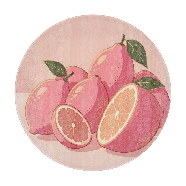 Planche À Découper Citron Rose Moderne Féminin (Devant)