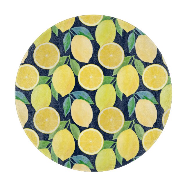 Planche À Découper Citrons aquarelle : Illustration Motif fraîche (Devant)