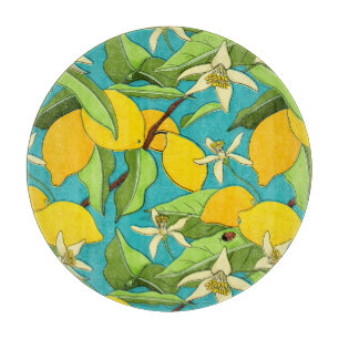 Planche À Découper Citrons, coccinelles, fleurs sur Arrière - plan Tu