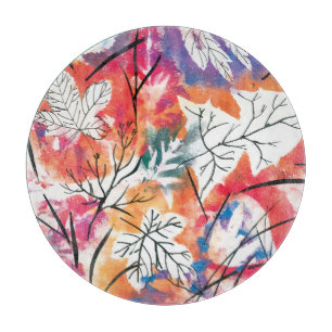 Planche À Découper Citrons dessinés à la main, Motif Feuille bleu.