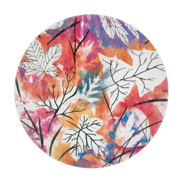 Planche À Découper Citrons dessinés à la main, Motif Feuille bleu. (Devant)