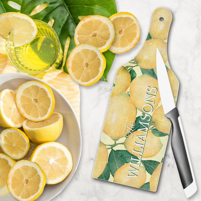 Planche À Découper Citrons Verre personnalisé (Lemons Personalized Glass Cutting Board)