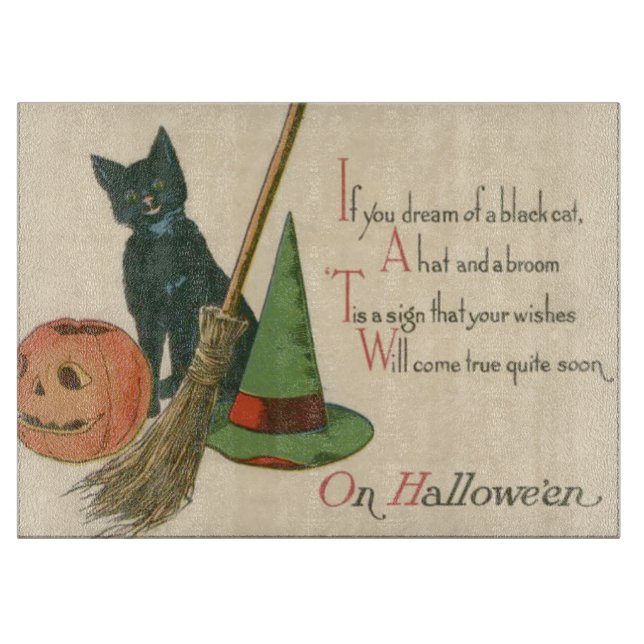 Planche À Découper Citrouille Chat Noir Chapeau de Sorcière Balai (Devant)