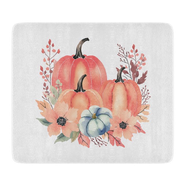 Planche À Découper Citrouille d'aquarelle de automne Boho (Devant)