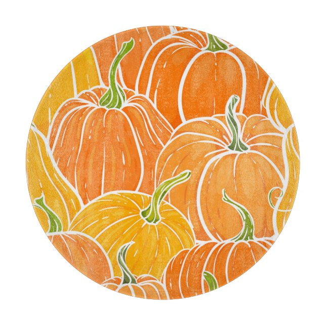 Planche À Découper Citrouille de dessin, motif d'automne mignon. (Devant)