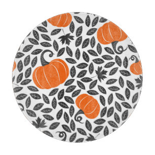 Planche À Découper Citrouille, feuille : mignon motif d'automne.