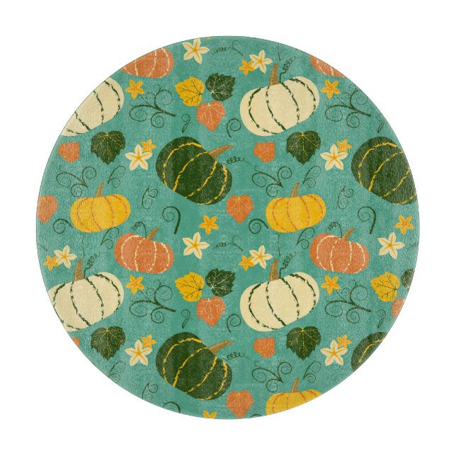 Planche À Découper Citrouille, feuille : motif végétal d'automne (Devant)