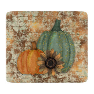 Planche À Découper Citrouilles d'automne sarcelle et orange