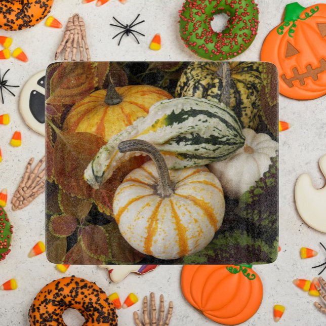 Planche À Découper Citrouilles de récolte et Squash Still Life Photo (In Situ Halloween)