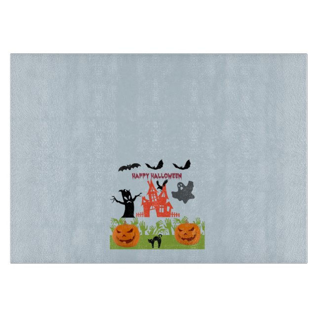 Planche À Découper Citrouilles d'Halloween, Chauves-souris, Arbre Eff (Devant)