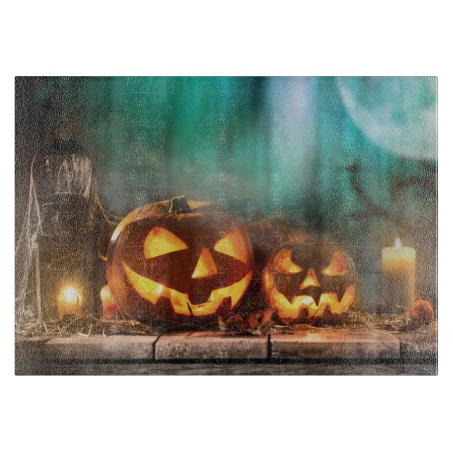 Planche À Découper Citrouilles d'Halloween et chauves-souris (Devant)