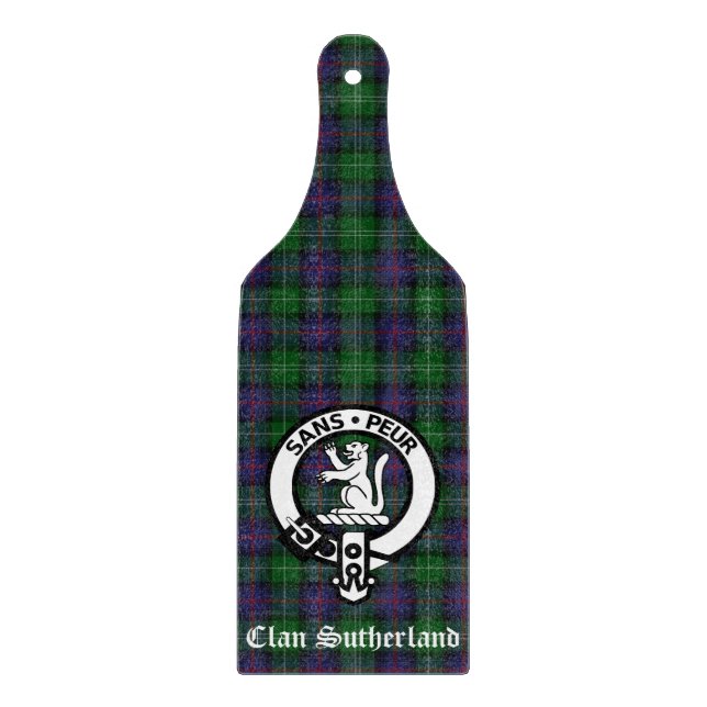 Planche À Découper Clan Sutherland Crest & Tartan (Devant)