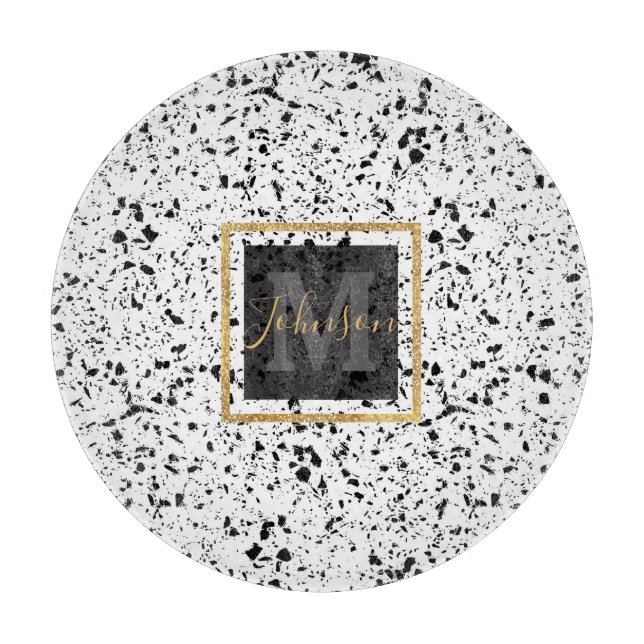 Planche À Découper Classé en marbre noir Terrazzo (Devant)