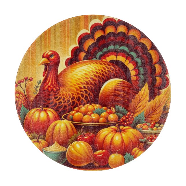 Planche À Découper classique/vintage Thanksgiving Turquie (Devant)