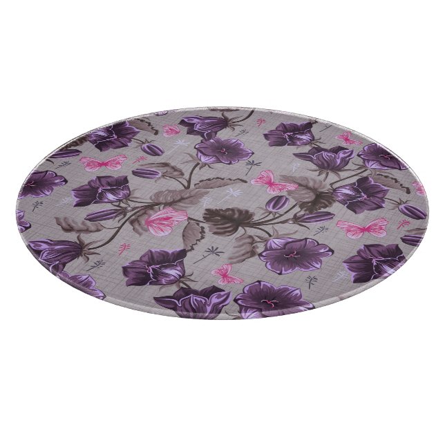 Planche À Découper cloches de main violettes et motif de papillons (Coin)