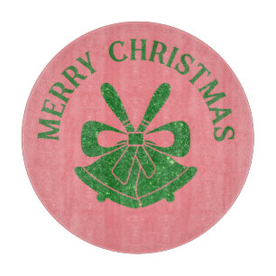 Planche À Découper Cloches de Parties scintillant vertes sur Pink Hol