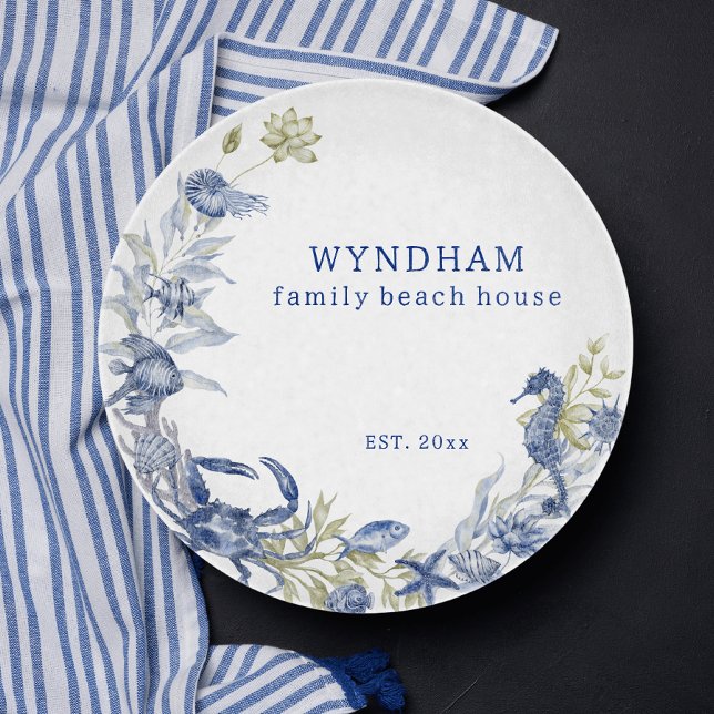 Planche À Découper Coastal Beach House Marine Life Personnalisé Est. (Créateur téléchargé)