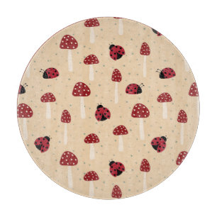 Planche À Découper Coccinelles et Champignons Rouges