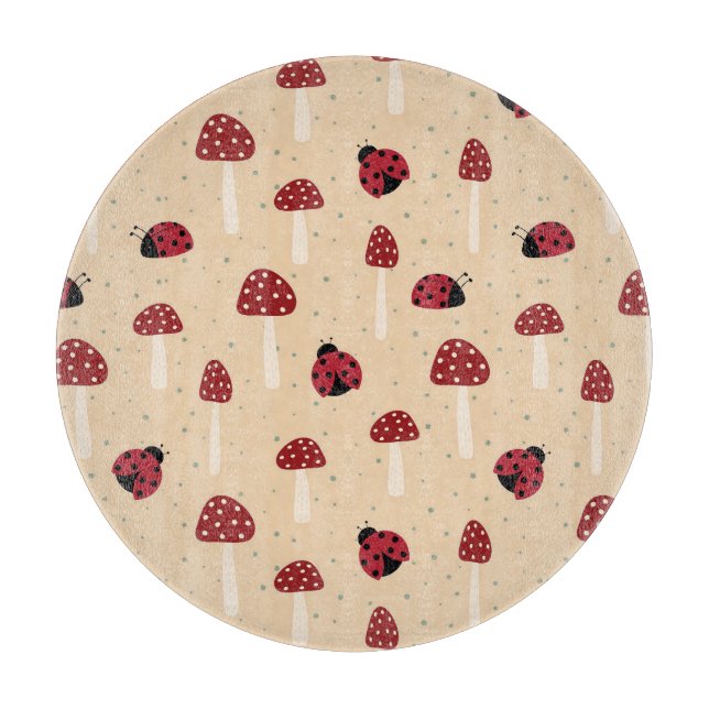 Planche À Découper Coccinelles et Champignons Rouges (Devant)