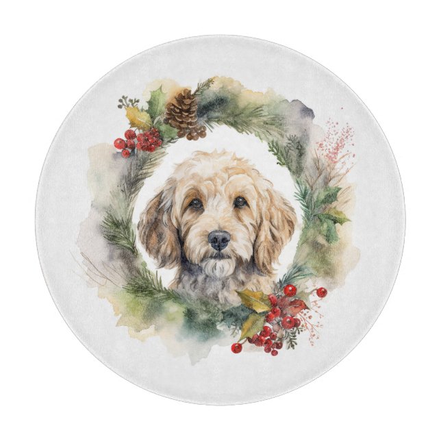 Planche À Découper Cockapoo Christmas Wreath Festive Pup (Devant)
