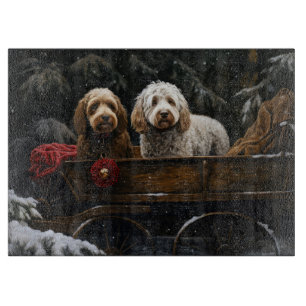 Planche À Découper Cockapoo Traîneau enneigé Décoration de Noël