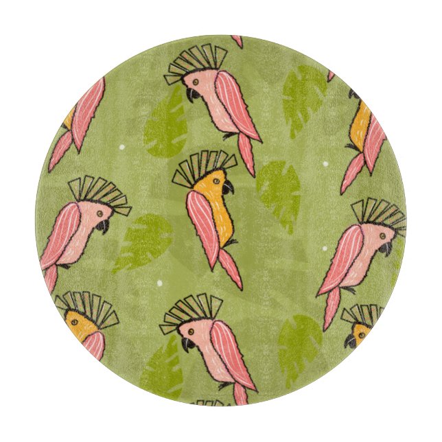 Planche À Découper Cockatoos d'été Monstera Verdure  (Devant)