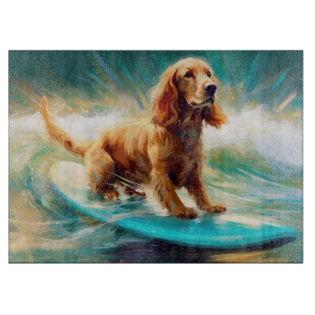 Planche À Découper Cocker Spaniel Beach Surf Peinture (Devant)