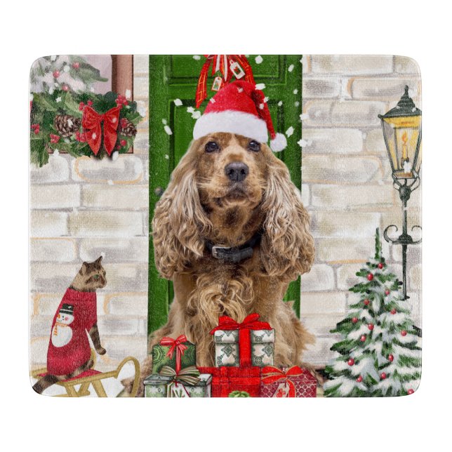 Planche À Découper Cocker Spaniel Chien Noël (Devant)