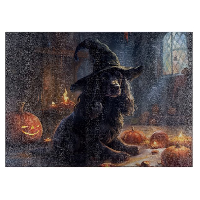 Planche À Découper Cocker Spaniel Citrouilles Halloween Épouvantable (Devant)
