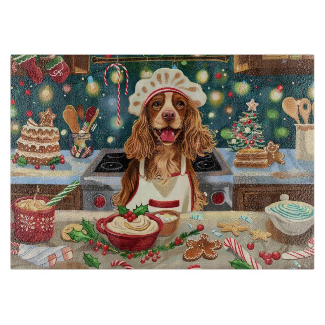 Planche À Découper Cocker Spaniel Fête de fin d'année en cuisine : No (Devant)
