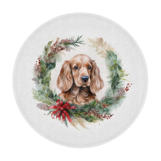 Planche À Découper Cocker Spaniel Noël Wreath Festive Pup (Devant)