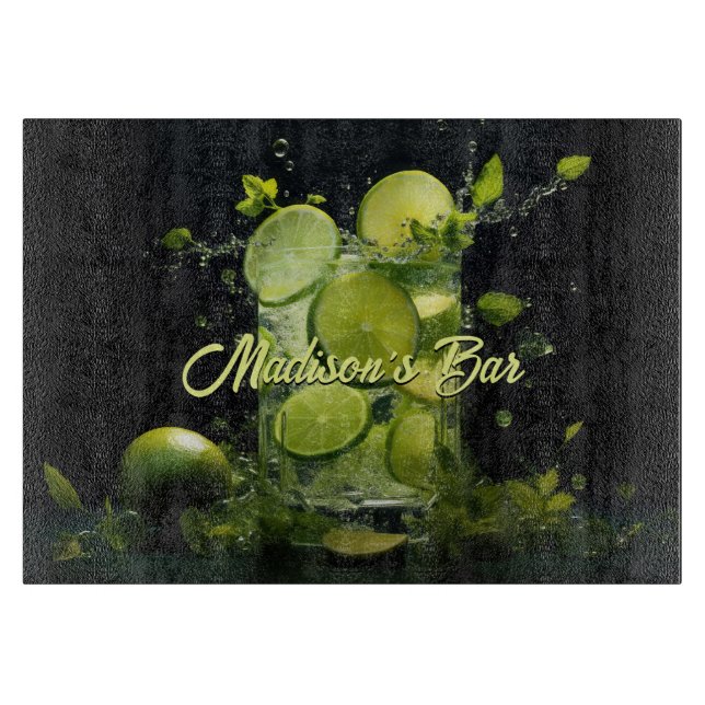 Planche À Découper Cocktail Mojito Texte Personnalisé (Devant)