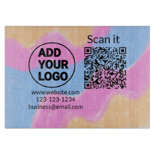 Planche À Découper Code QR simple minimaliste ajouter un logo scanner