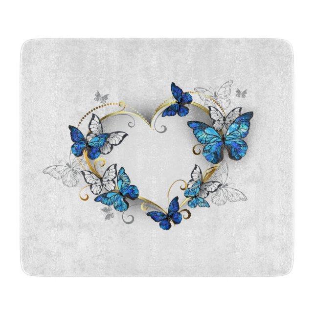 Planche À Découper Coeur bijoux avec papillons Morpho (Devant)