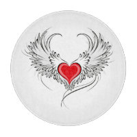 Cœur d'ange rouge avec des ailes