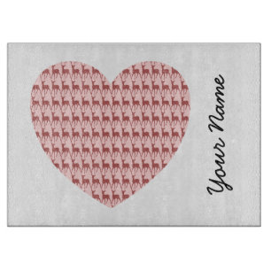 Planche À Découper Coeur de cerf rose saumon Nom personnalisé