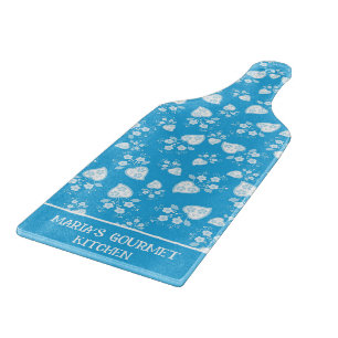 Planche À Découper Coeur de fleur bleu avec fleurs motif