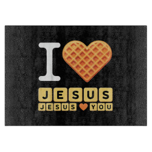 Planche À Découper Cœur de gaufre J'aime Jésus