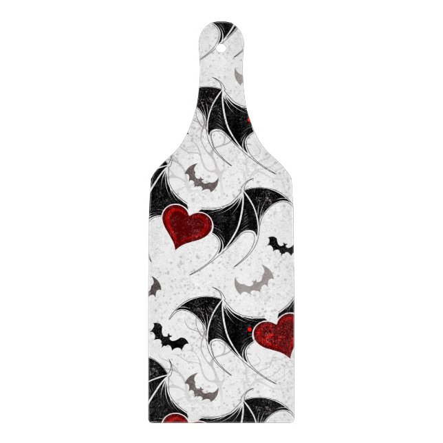 Planche À Découper Coeur d'Halloween avec ailes de chauve-souris noir (Devant)