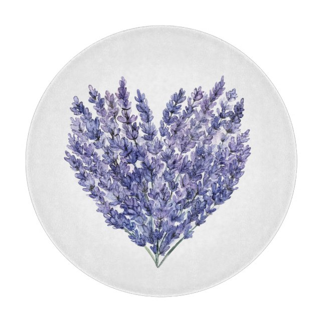 Planche À Découper Cœur floral de lavande (Devant)