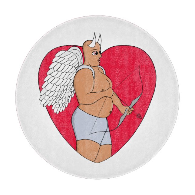Planche À Découper Coeur romantique avec un Cupide inhabituel (Devant)