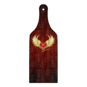 Planche À Découper Coeur rouge avec ailes d'or