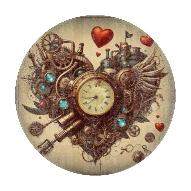 Planche À Découper Coeur Steampunk/Saint-Valentin (Devant)
