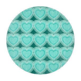 Planche À Découper Coeurs Abstraits modernes - Aqua et Turquoise