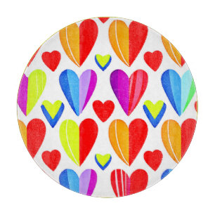Planche À Découper Coeurs colorés Bliss : Motif