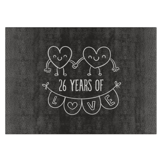 Planche À Découper Coeurs de calèche-cadeaux du 26e anniversaire (Devant)