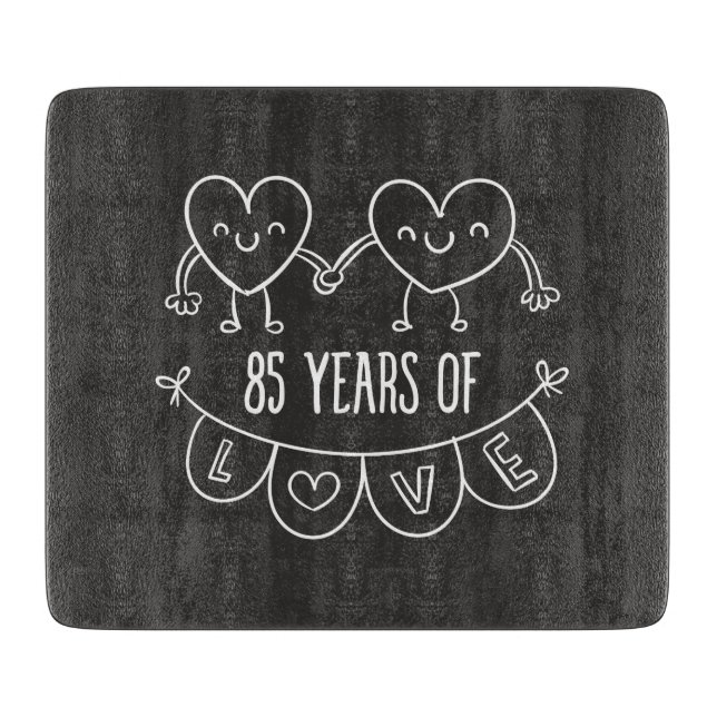 Planche À Découper Coeurs de calèche-cadeaux du 85e anniversaire (Devant)