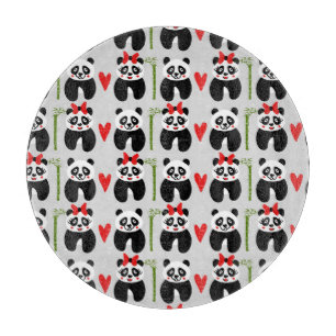 Planche À Découper Coeurs de pandas mignons : Motif pour enfants