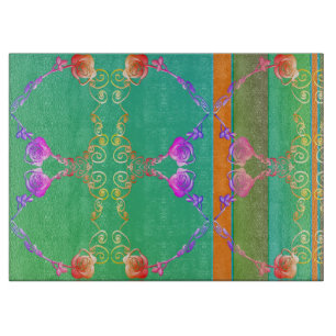 Planche À Découper Coeurs roses Apricot & Green Cutting Board