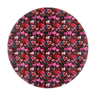 Planche À Découper Cœurs rouges roses noirs Motif d'amour